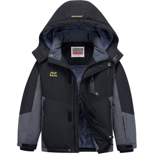 WULFUL Girl’s Waterproof Ski Jacket Winter Warm Fleece Lined Snow Coat with Removable Hood for Kids Skiing Snowboarding(Black&grey)