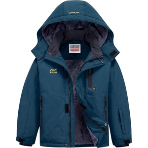 WULFUL Girl’s Waterproof Ski Jacket Winter Warm Fleece Lined Snow Coat with Removable Hood for Kids Skiing Snowboarding(Blue)