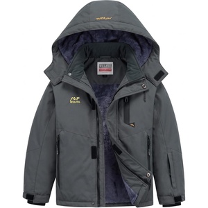 WULFUL Girl’s Waterproof Ski Jacket Winter Warm Fleece Lined Snow Coat with Removable Hood for Kids Skiing Snowboarding(Dark Grey)