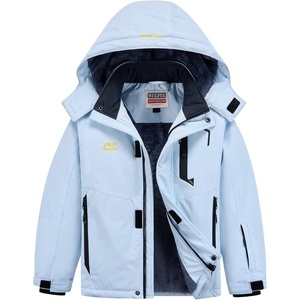 WULFUL Girl’s Waterproof Ski Jacket Winter Warm Fleece Lined Snow Coat with Removable Hood for Kids Skiing Snowboarding(Light Blue)