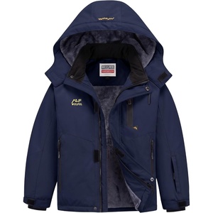 WULFUL Girl’s Waterproof Ski Jacket Winter Warm Fleece Lined Snow Coat with Removable Hood for Kids Skiing Snowboarding(Navy)