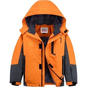 WULFUL Girl’s Waterproof Ski Jacket Winter Warm Fleece Lined Snow Coat with Removable Hood for Kids Skiing Snowboarding(Orange)