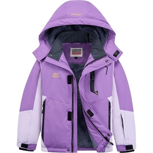WULFUL Girl’s Waterproof Ski Jacket Winter Warm Fleece Lined Snow Coat with Removable Hood for Kids Skiing Snowboarding(Purple)