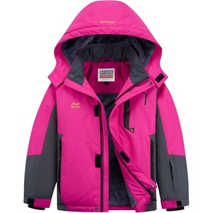 WULFUL Girl’s Waterproof Ski Jacket Winter Warm Fleece Lined Snow Coat with Removable Hood for Kids Skiing Snowboarding(Rose Red)