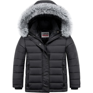 WULFUL Girls Winter Coats Fleece lined Puffer Jackets Kids Warm Outerwear With Detachable Hood(Black)