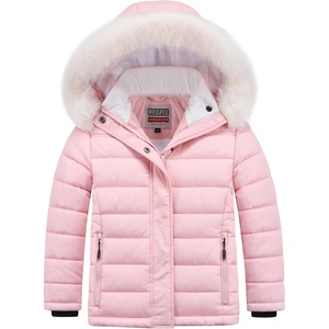 WULFUL Girls Winter Coats Fleece lined Puffer Jackets Kids Warm Outerwear With Detachable Hood(Light Pink)