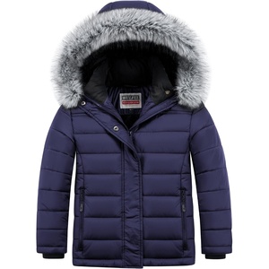 WULFUL Girls Winter Coats Fleece lined Puffer Jackets Kids Warm Outerwear With Detachable Hood(Navy)