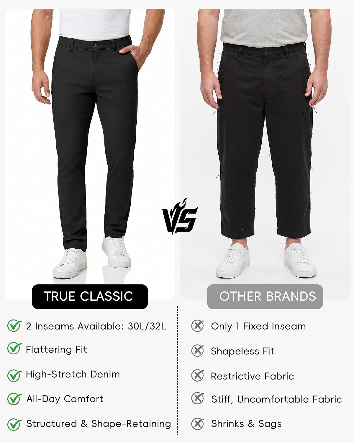 image:imageWULFUL Mens Slim Fit Skinny Stretch Dress Pants Formal Casual Golf Work Slacks TrousersBlack