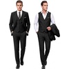 WULFUL Men’s 3 Piece Suit Set Slim Fit 2 Button Blazer Business Tuxedo Vest Jacket Pants Formal Wedding Prom(Black)