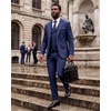 WULFUL Men’s 3 Piece Suit Set Slim Fit 2 Button Blazer Business Tuxedo Vest Jacket Pants Formal Wedding Prom(Navy)