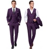 WULFUL Men’s 3 Piece Suit Set Slim Fit 2 Button Blazer Business Tuxedo Vest Jacket Pants Formal Wedding Prom(Purple)
