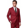 WULFUL Men’s 3 Piece Suit Set Slim Fit 2 Button Blazer Business Tuxedo Vest Jacket Pants Formal Wedding Prom(Red)