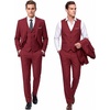 WULFUL Men’s 3 Piece Suit Set Slim Fit 2 Button Blazer Business Tuxedo Vest Jacket Pants Formal Wedding Prom(Red)
