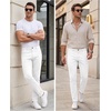 WULFUL Mens Slim Fit Skinny Stretch Dress Pants Formal Casual Golf Work Slacks Trousers(White)