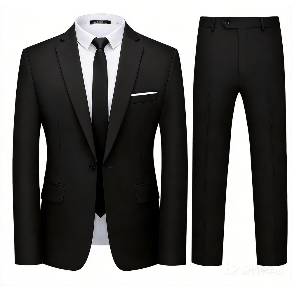 image:imageWULFUL Mens 2 Piece Suit One Button Slim Fit Solid Jacket and Pants Set Suits for Men Prom Party Wedding amp BusinessBlack