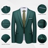 WULFUL Men’s 2 Piece Suit, One Button Slim Fit Solid Jacket and Pants Set, Suits for Men Prom Party Wedding & Business(Blackish Green)