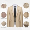 WULFUL Men’s 2 Piece Suit, One Button Slim Fit Solid Jacket and Pants Set, Suits for Men Prom Party Wedding & Business(Champagne)