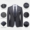 WULFUL Men’s 2 Piece Suit, One Button Slim Fit Solid Jacket and Pants Set, Suits for Men Prom Party Wedding & Business(Dark Grey)