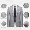 WULFUL Men’s 2 Piece Suit, One Button Slim Fit Solid Jacket and Pants Set, Suits for Men Prom Party Wedding & Business(Light Gray)