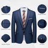 WULFUL Men’s 2 Piece Suit, One Button Slim Fit Solid Jacket and Pants Set, Suits for Men Prom Party Wedding & Business(Navy)