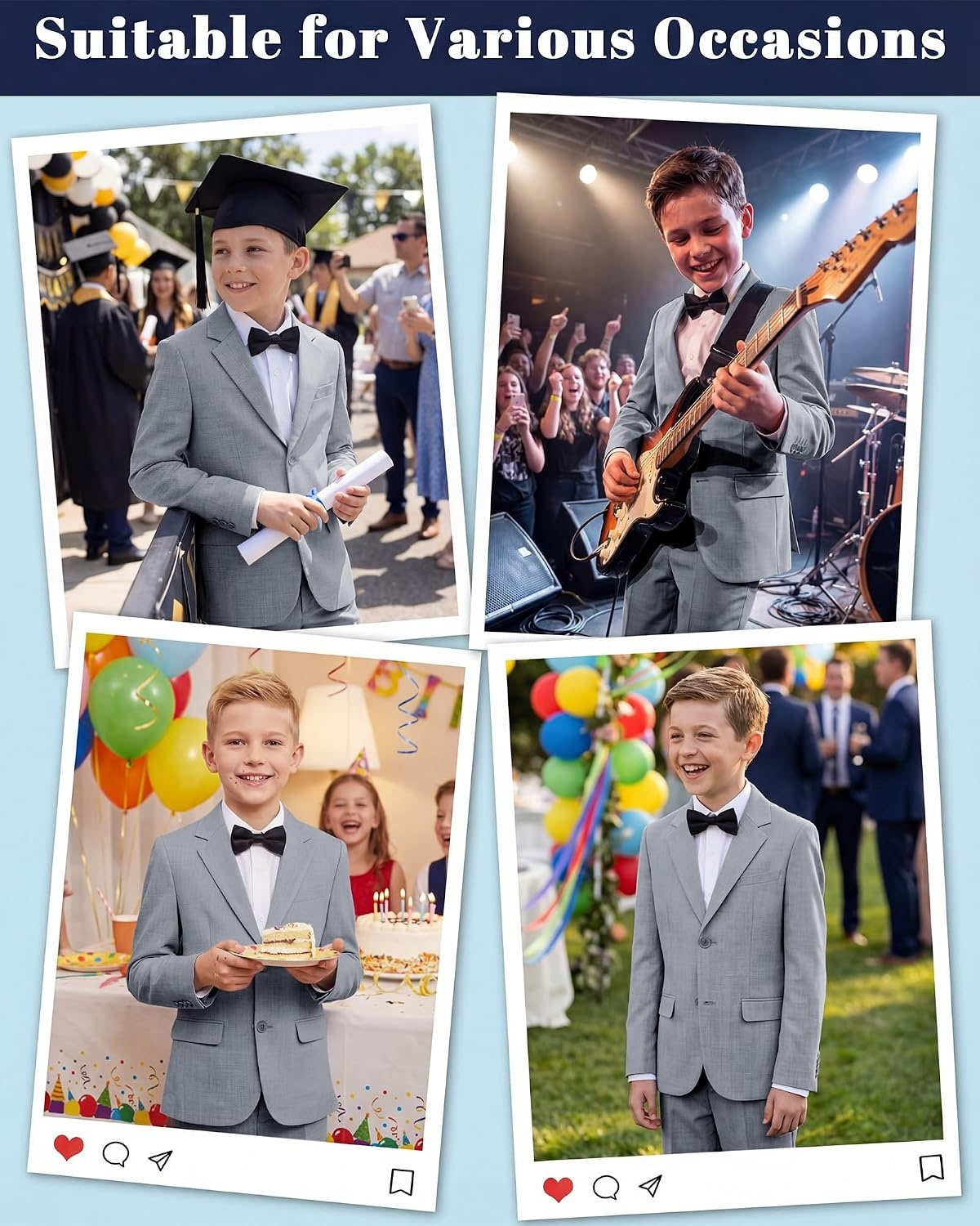 image:imageWULFUL Boys Slim Fit Suit 3 PiecesJacket Pants ShirtSummer Suit Set for Teens Boys Wedding BeachDark Grey
