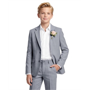 WULFUL Boys’ Slim Fit Suit 3 Pieces:Jacket, Pants, Shirt,Summer Suit Set for Teens Boys Wedding Beach(Dark Grey)