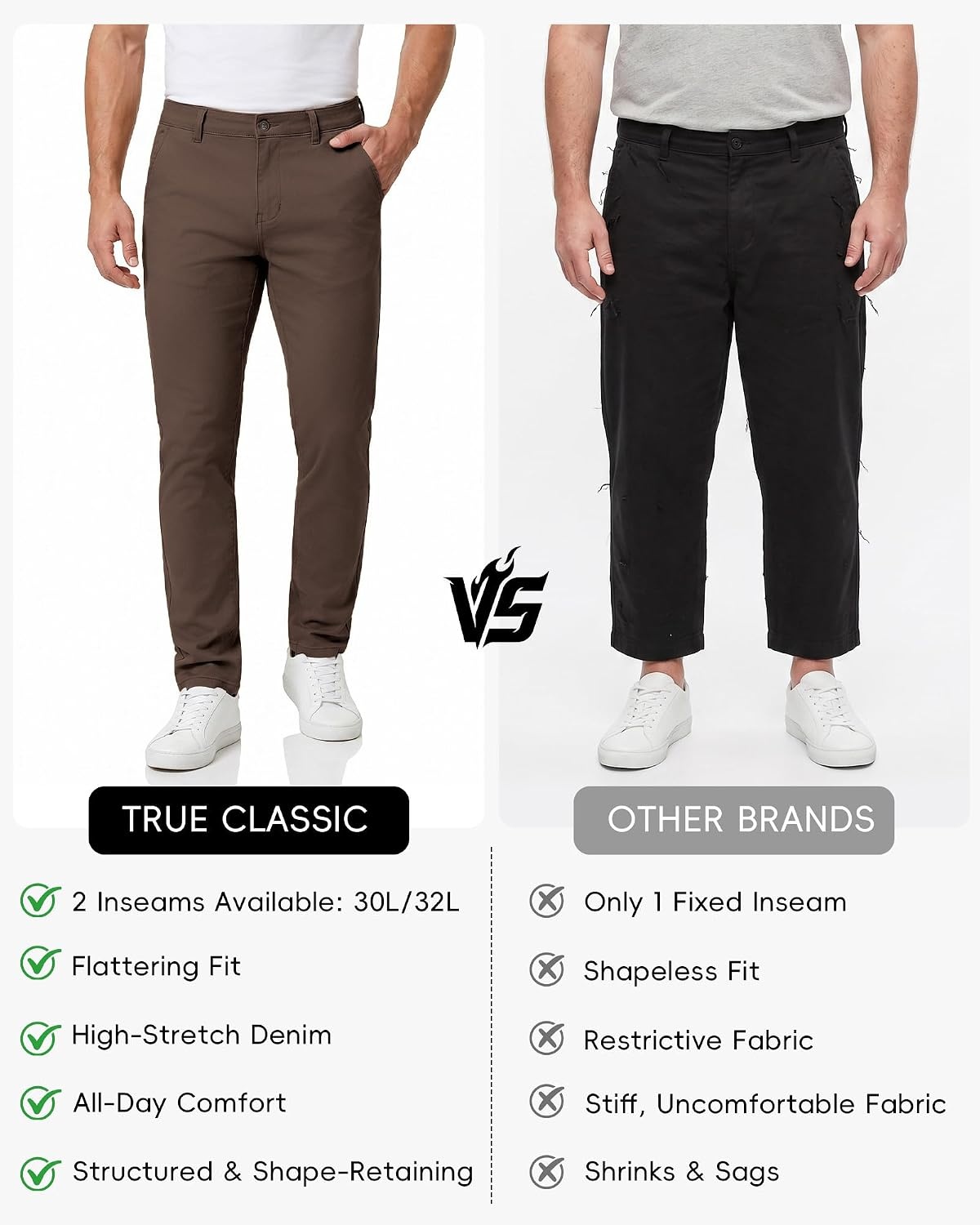 image:imageWULFUL Mens Dress Pants Slim Fit Skinny Stretch Flat Front Comfy Slacks TrousersDeep Brown