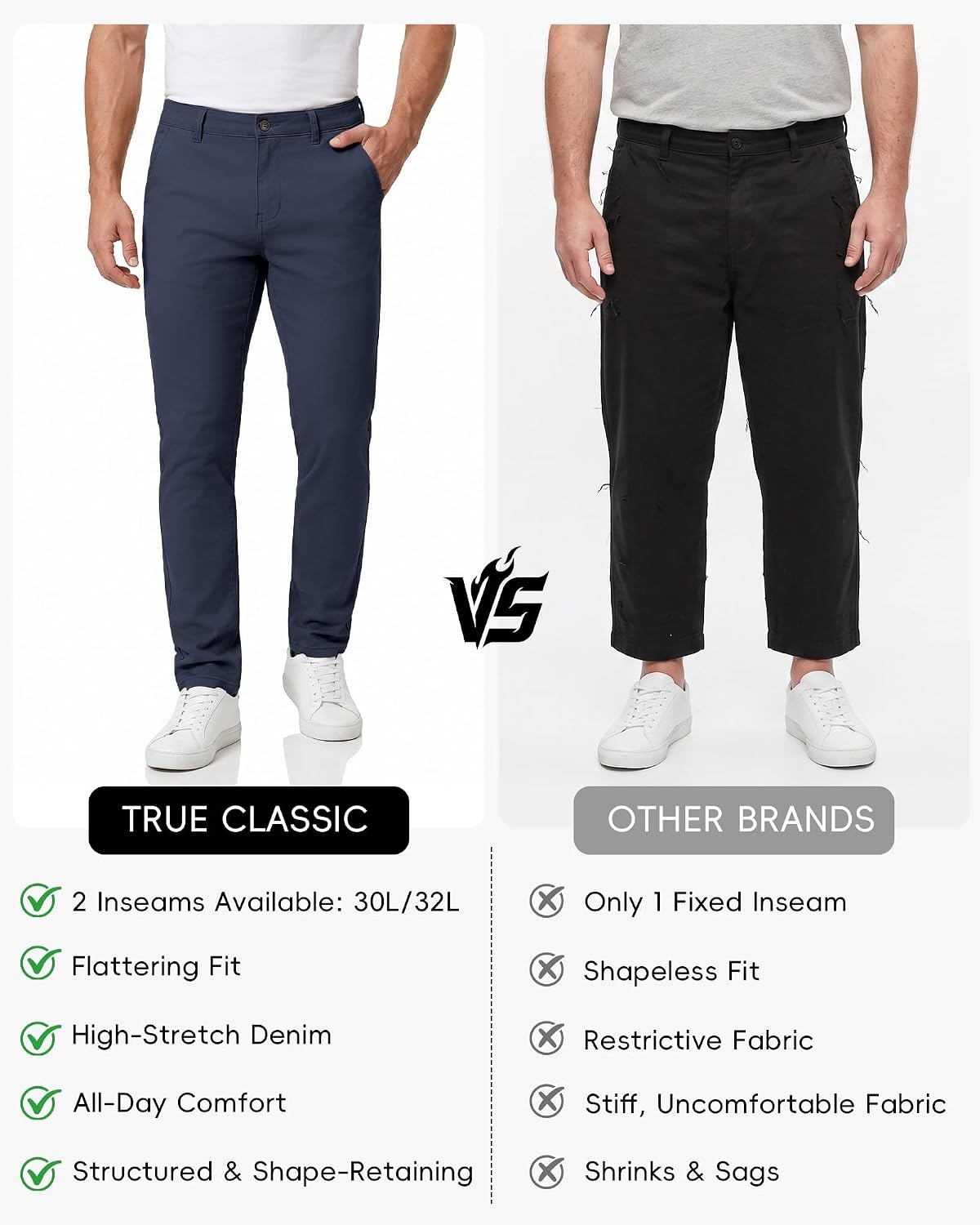image:imageWULFUL Mens Dress Pants Slim Fit Skinny Stretch Flat Front Comfy Slacks TrousersNavy Blue
