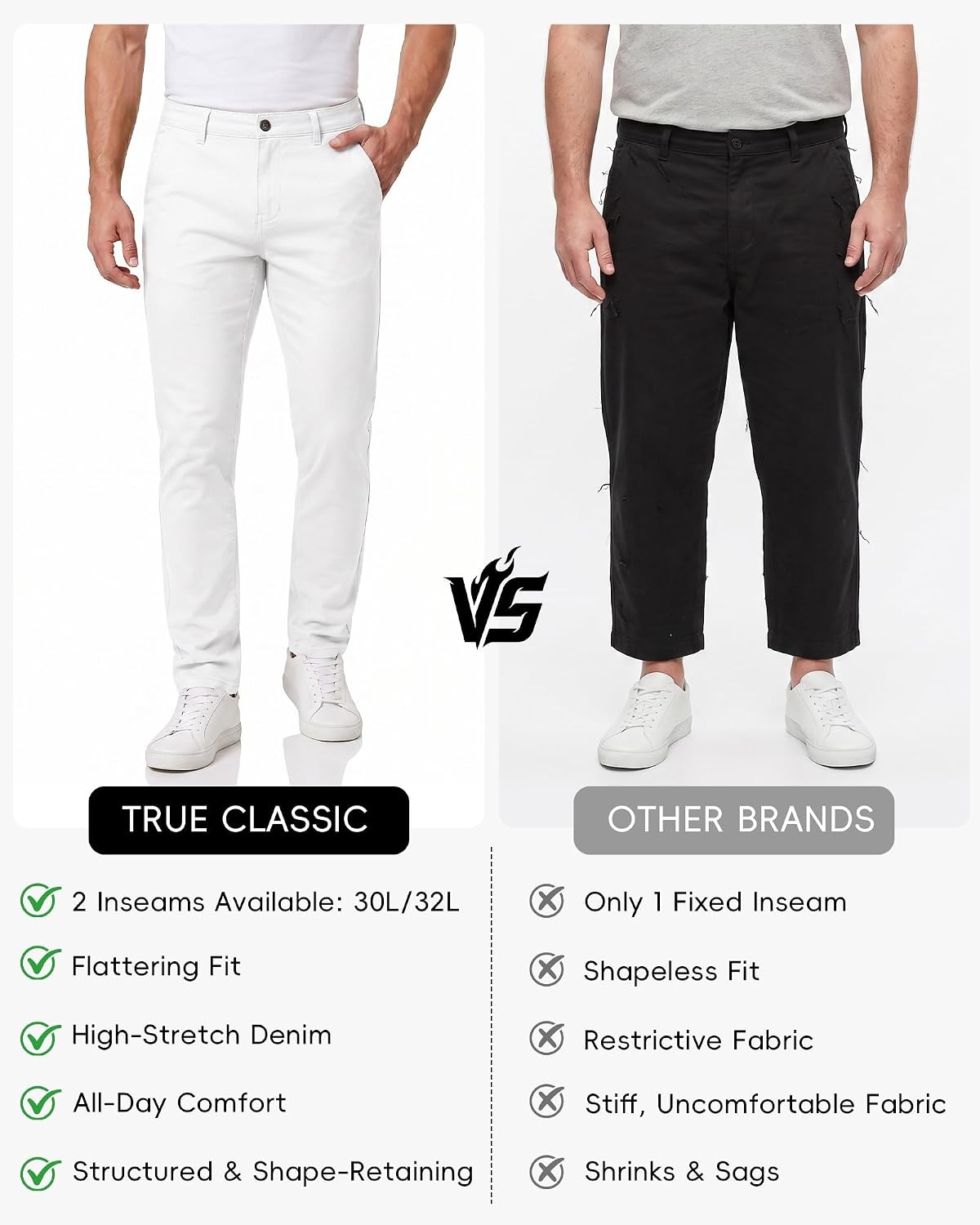 image:imageWULFUL Mens Dress Pants Slim Fit Skinny Stretch Flat Front Comfy Slacks TrousersWhite