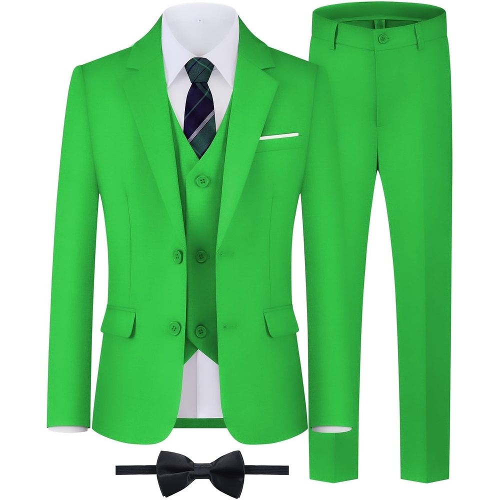 image:imageWULFUL Boys Formal Suit SetSlim Fit Tuxedo Wedding Suit 616 Years with Adjustable WaistGreen