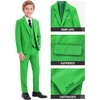 WULFUL Boys’ Formal Suit Set,Slim Fit Tuxedo Wedding Suit 6-16 Years with Adjustable Waist(Green)