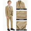 WULFUL Boys’ Formal Suit Set,Slim Fit Tuxedo Wedding Suit 6-16 Years with Adjustable Waist(Khaki)
