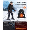 WULFUL Girls Waterproof Ski Jacket Winter Warm Fleece Lined Snow Coat with Removable Hood(Black)