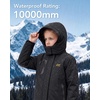 WULFUL Girls Waterproof Ski Jacket Winter Warm Fleece Lined Snow Coat with Removable Hood(Black)