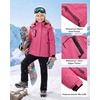 WULFUL Girls Waterproof Ski Jacket Winter Warm Fleece Lined Snow Coat with Removable Hood(Hot Pink)