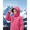 WULFUL Girls Waterproof Ski Jacket Winter Warm Fleece Lined Snow Coat with Removable Hood(Hot Pink)