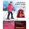 WULFUL Girls Waterproof Ski Jacket Winter Warm Fleece Lined Snow Coat with Removable Hood(Hot Pink)