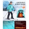 WULFUL Girls Waterproof Ski Jacket Winter Warm Fleece Lined Snow Coat with Removable Hood(Light Blue)
