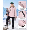 WULFUL Girls Waterproof Ski Jacket Winter Warm Fleece Lined Snow Coat with Removable Hood(Light Pink)