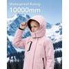 WULFUL Girls Waterproof Ski Jacket Winter Warm Fleece Lined Snow Coat with Removable Hood(Light Pink)