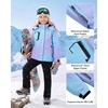 WULFUL Girls Waterproof Ski Jacket Winter Warm Fleece Lined Snow Coat with Removable Hood(Mint Green & Lavender)
