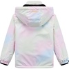 WULFUL Girls Waterproof Ski Jacket Winter Warm Fleece Lined Snow Coat with Removable Hood(Pastel Rainbow Tie-dye)