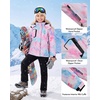 WULFUL Girls Waterproof Ski Jacket Winter Warm Fleece Lined Snow Coat with Removable Hood(Pastel Tie-dye)