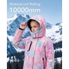WULFUL Girls Waterproof Ski Jacket Winter Warm Fleece Lined Snow Coat with Removable Hood(Pastel Tie-dye)