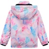 WULFUL Girls Waterproof Ski Jacket Winter Warm Fleece Lined Snow Coat with Removable Hood(Pastel Tie-dye)