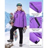 WULFUL Girls Waterproof Ski Jacket Winter Warm Fleece Lined Snow Coat with Removable Hood(Purple)