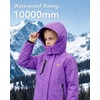 WULFUL Girls Waterproof Ski Jacket Winter Warm Fleece Lined Snow Coat with Removable Hood(Purple)