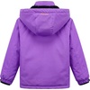 WULFUL Girls Waterproof Ski Jacket Winter Warm Fleece Lined Snow Coat with Removable Hood(Purple)