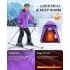 WULFUL Girls Waterproof Ski Jacket Winter Warm Fleece Lined Snow Coat with Removable Hood(Purple)
