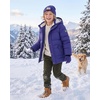 WULFUL Kids Boy’s Winter Coat Fleece Lined Waterproof Jacket Thick Hooded Puffer Cotton Parka Down Outdoor Coats(Navy)